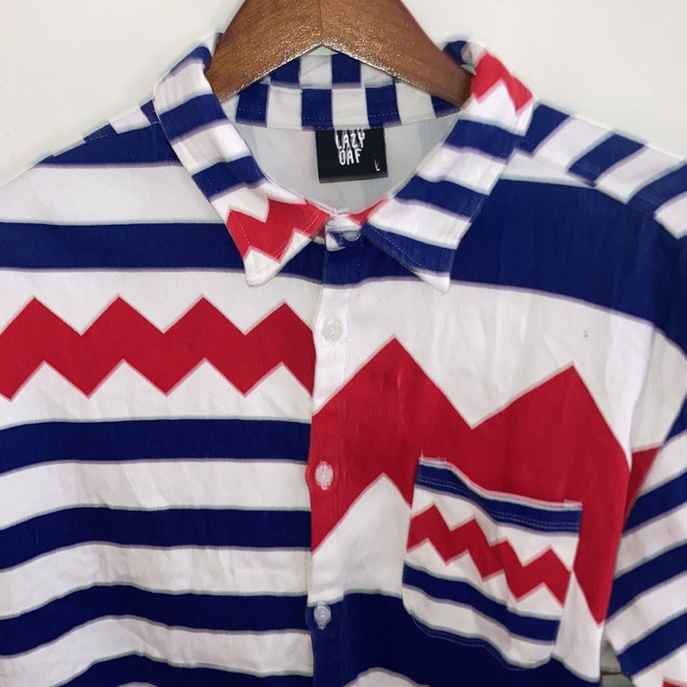 Lazy Oaf Red White & Blue Jagged Stripe Long Slee… - image 2